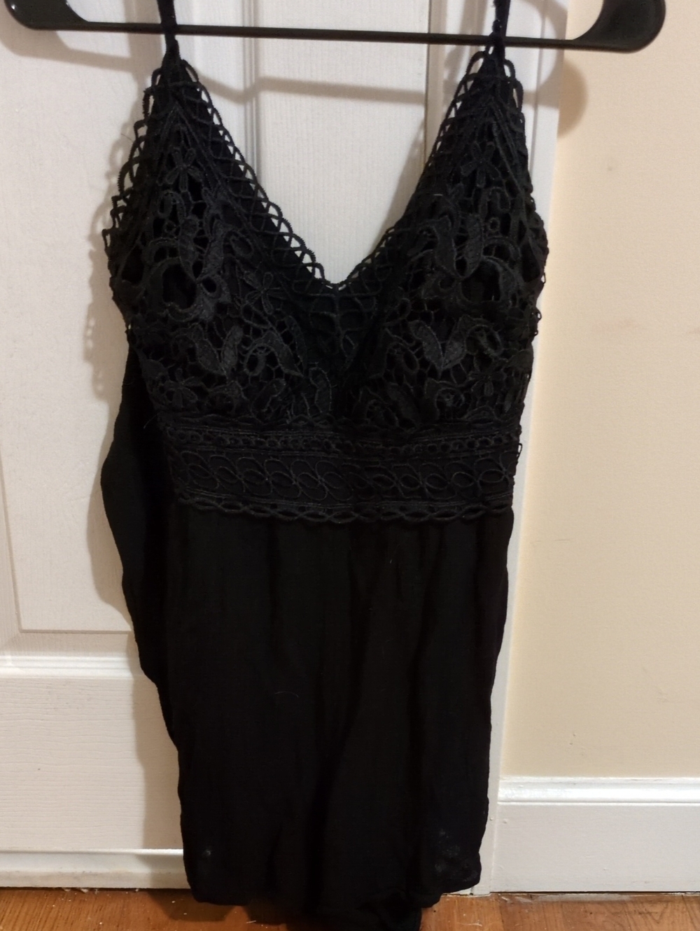 Black Lace-Trimmed Women's Romper
